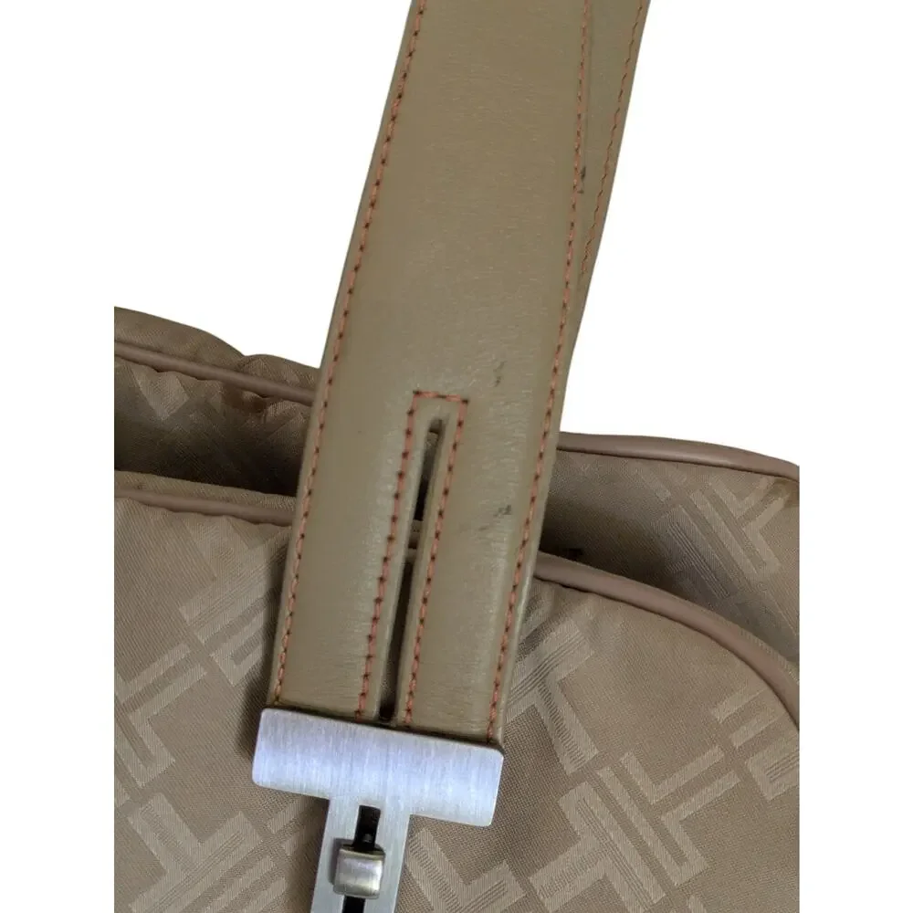 TUMI Signature Collection Logo Nylon Weekender Carry On Duffle Travel Bag Beige